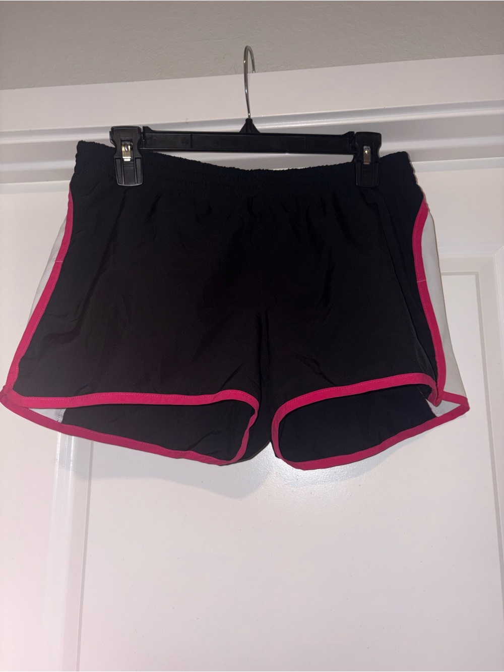 adidas Black Athletic Shorts with Pink Trim